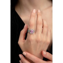 Ressia Baget Pembe Zirkon Taşlı Ayarlanabilir Çelik Yüzük