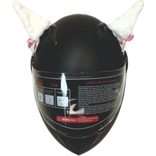 Peluş Kask Kulağı (Jk-P3) Kedi Kulak - Beyaz - Beyaz