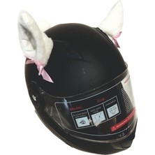 Peluş Kask Kulağı (Jk-P3) Kedi Kulak - Beyaz - Beyaz