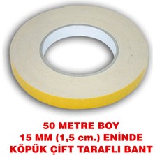 Rumuse Çift Taraflı Köpüklü Bant 50 Metre Uzunlukta (15 Mm-1,5 Cm) Enindedir.