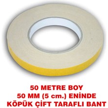 Rumuse Çift Taraflı Köpüklü Bant 50 Metre Uzunlukta (50 mm - 5 Cm) Enindedir.