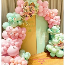 1 Yaş Doğum Günü Balon Seti Pembe Su Yeşili 50’li