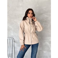 Noa Noa Fermuarlı Kapuşonlu Bondit Yağmurluk