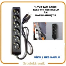 Viko Multi-Let 6 Li 1.5 Hes Kablo (12 Ile 40 Metre Arası) Topraklı Çocuk Korumalı Uzatma ( 3X1.5 Hes Kablo Tam Bakır) Ttr Kablo Tseli Ho5Vv-F