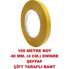 Rumuse Çift Taraflı Şeffaf Bant 100 Metre Uzunlukta (35 mm - 3,5) cm Enindedir