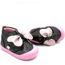 Beyaz (Arzen) Mina Termo Kaymaz Taban Ortapedik Cırtlı Bebe Ayakkabı Siyah Pembe