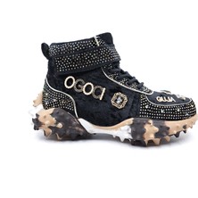 Guja G24K351 Özel Tasarım Taşlı Ve Bilekli Siyah Renk Kadın Sneaker