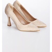 Kadın Stiletto Saten Malzemeli Taşlı (7 cm Topuklu) Ayakkabı