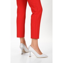 Kadın Stiletto Saten Malzemeli Taşlı (7 cm Topuklu) Ayakkabı