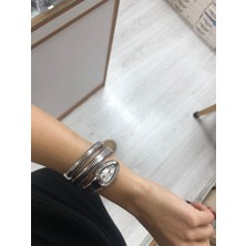 Ikili Kadın Gümüş ve Gold Yılan Model Saat