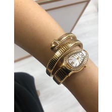 Ikili Kadın Gümüş ve Gold Yılan Model Saat