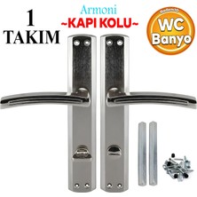 Armoni Wc Banyo Kapı Kolu Nikel Inox Aynalı Sağa Sola Uygun Iç Dış Wc Kapısı Kilitlenebilir 1 Takım