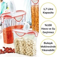 alpotekno® Kilitli Kapaklı Contalı Hava,Su Sıvı Geçirmez 1,7 Litre Erzak Saklama Kabı-SA585