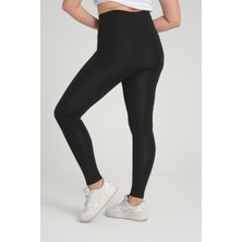 Banega Curve Büyük Beden Örme Şardonlu Polarlı Kışlık Siyah Tayt