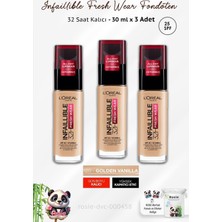 L'Oréal Paris 3 Adet Infaillible Fresh Wear 32H Fondöten SPF25 Golden Vanilla 120 ve Rosıe