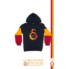 Galatasaray Orijinal Lisanslı Logo Siyah Kapüşonlu Sweat