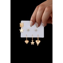 Ressia Çelik Renk Atmaz 6'lı Küpe ve Kıkırdak Seti