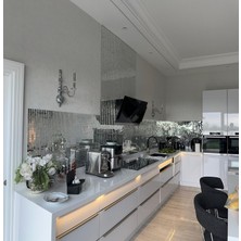 Mutfak tezgah arası ve iç dekorasyon için 23x23x4 mm renksiz düz, 30x30 cm Fileli Gerçek Ayna Mozaik (1 Kutu = 11 File = 1 m2 Fiyatıdır )