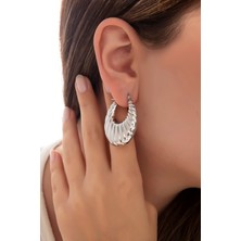 Ressia Kadın Çelik Tırtıklı Vıp Küpe