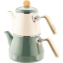 Bambum B6083 Lumino Bambu Kulplu Emaye Çaydanlık Takımı Nane Gri