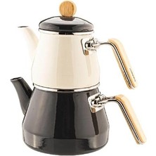 Bambum B6083 Lumino Bambu Kulplu Emaye Çaydanlık Takımı Gri