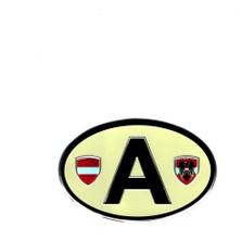 Etiketçilere Özel Armalar Oval A (Austrıa) Avusturya Bayraklı Krem Renk Alüminyum Sticker