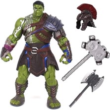 Elifeshop Yenilmezler Yeşil Dev Gladyatör Hulk Ragnarok Zırhlı & Savaş Aksesuarlı Eklemli Figür Oyuncak Seti