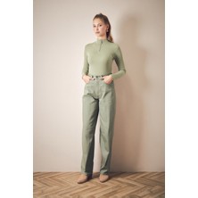 Fermuarlı Beli Tokalı Palazzo Jean