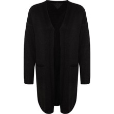 FRM Kadın Moda Şık Regular V Yaka Regular Yumuşak Dokulu Cep Detaylı Triko Hırka