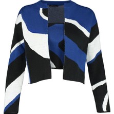 FRM Kadın Moda Şık Regular Bisiklet Yaka Regular Desenli Bluz-Hırka Triko Takım