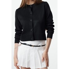 Kadın Modern Tarz Slim Bisiklet Yaka Regular Triko Hırka