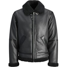 Jack & Jones Jorcole Aviator Jacket Erkek Kürklü Deri Ceket