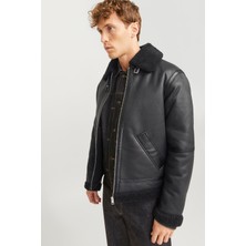 Jack & Jones Jorcole Aviator Jacket Erkek Kürklü Deri Ceket