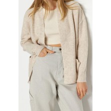 Kadın Modern Tarz Oversize V Yaka Regular Triko Hırka