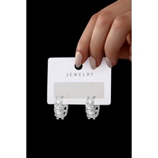 Ressia Oval Taşlı Çelik Küpe