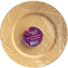 Omeyva Kullan At Parti Davet Sunum Servis Plastik Sert Mika Tabak - 26 Cm. - Krem - 6 Adetlik Paket