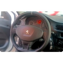 Hasbay Dikişli Deri Direksiyon Kılıfı Damarlı Deri Gri Yüzük Gri Dikiş Peugeot 301 Için