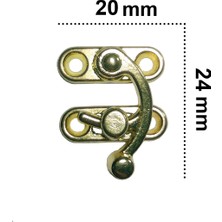 KÜÇÜK YAY GÖZÜ KANCALI KİLİT SARI 4 ADET KUTU SANDIK VE KAPAK KLİPSİ 20X24 MM