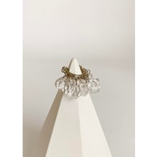 925 Ayar Gümüş Mila Kristal Taşlı Earcuff Kıkırdak Küpe-Silver