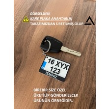 Almalı Kişiye Özel Isimli Kare Plaka Anahtarlık ( 1 Adet ) Kare