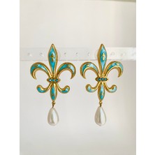 İfeelfree Incili Fransız Zambağı Küpe - Mavi