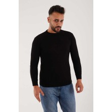 Kaptan Triko Slim Fit  Fitilli Pamuk Karışımlı Bisiklet Yaka Dar Kesim Vücudu Saran Triko Kazak Mod 1111