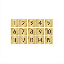Özarslan Dizayn Metal Kapı Masa Dolap Numarası Levha 3,5 x 3,5 cm Altın Renk 15 Adet (1…15)