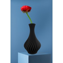 Mek Siyah Spiral Tasarımlı Dekoratif Vazo
