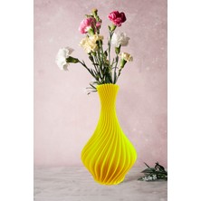 Mek Sarı Spiral Tasarımlı Dekoratif Vazo