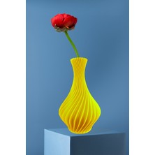 Mek Sarı Spiral Tasarımlı Dekoratif Vazo
