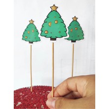 TM Tasarım Mağazası 30 Adet Dekoratif Karton Çam Ağacı Pasta Kürdanı