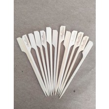 Beyhan Bayhan 100 Adet Bambu Yassı Çöp Şiş 12 cm - Afiyet Olsun Yazılı Golf Kalın Meyve Kürdanı