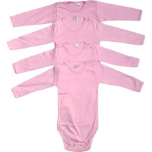 Salar Ticaret Kız Bebek 4'Lü Uzun Kollu Çıtçıtlı Pamuklulu Body Zıbın-Pembe 3.5 Yaş