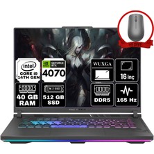 Asus Rog Strıx G16 Intel Core I9-14900HX 40GB 512GB SSD RTX4070/8GB 16" Wuxga 165Hz Freedos Taşınabilir Bilgisayar G614JIR-N3080W-A17 & Anzar Mouse